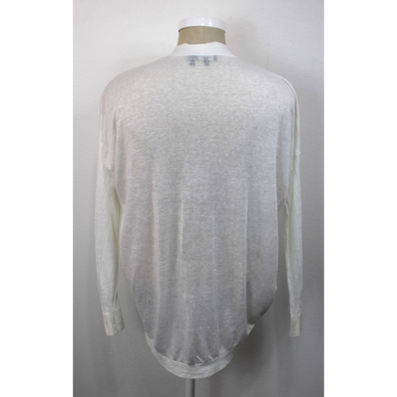 Theory Women’s Size S White Linen Viscose Knit Open Front Cardigan Duster - Picture 4 of 9